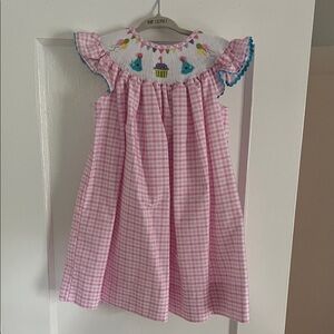 Pink Gingham Smocked Dress